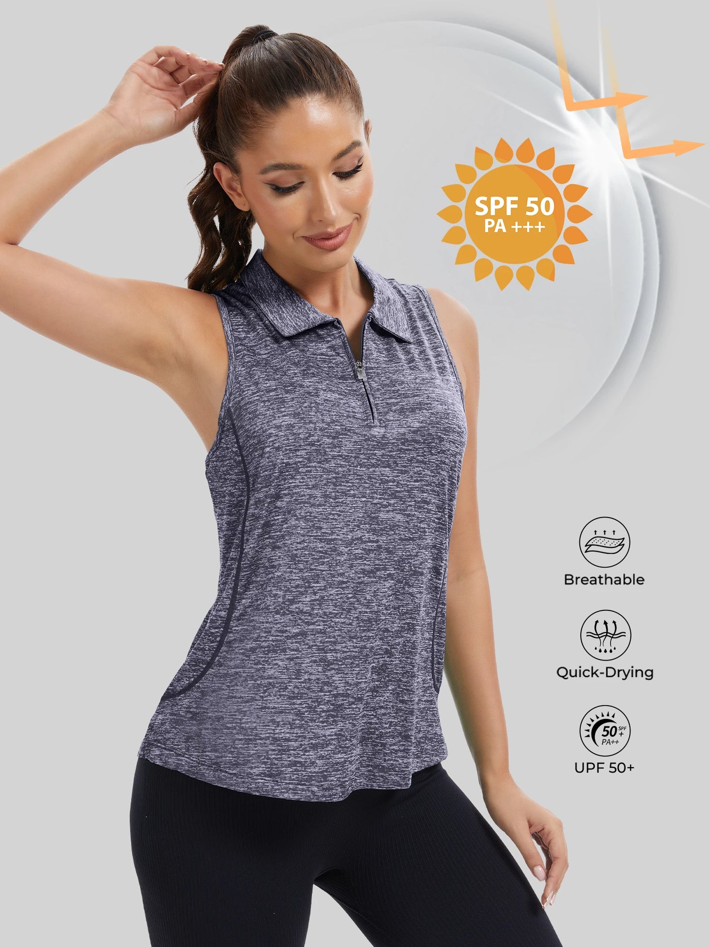 Sleeveless Golf Shirts for Women with Collar - Moisture Wicking Tennis Top Athletic Polo Tank Tops for Golf, Tennis, Workouts