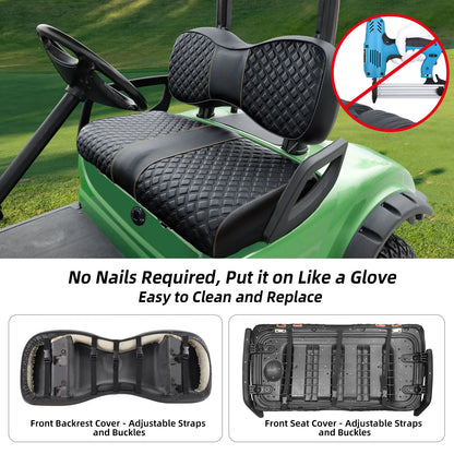 Golf Cart Seat Covers Kit Compatible with Yamaha Drive/Drive2 OEM Ordinary Seat Cushion, Vinyl Material/Easy to Clean