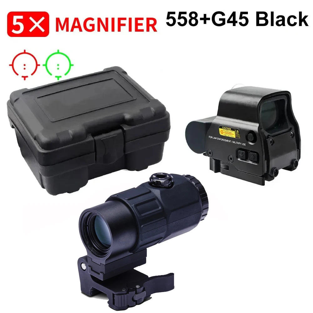 558+G43 Holographic Collimator Sight 558+G33/G45 Red Dot Optic Sight Hunting Gear W/20mm Rail Mounts&Quick Detach Lever