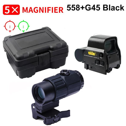 558+G43 Holographic Collimator Sight 558+G33/G45 Red Dot Optic Sight Hunting Gear W/20mm Rail Mounts&Quick Detach Lever