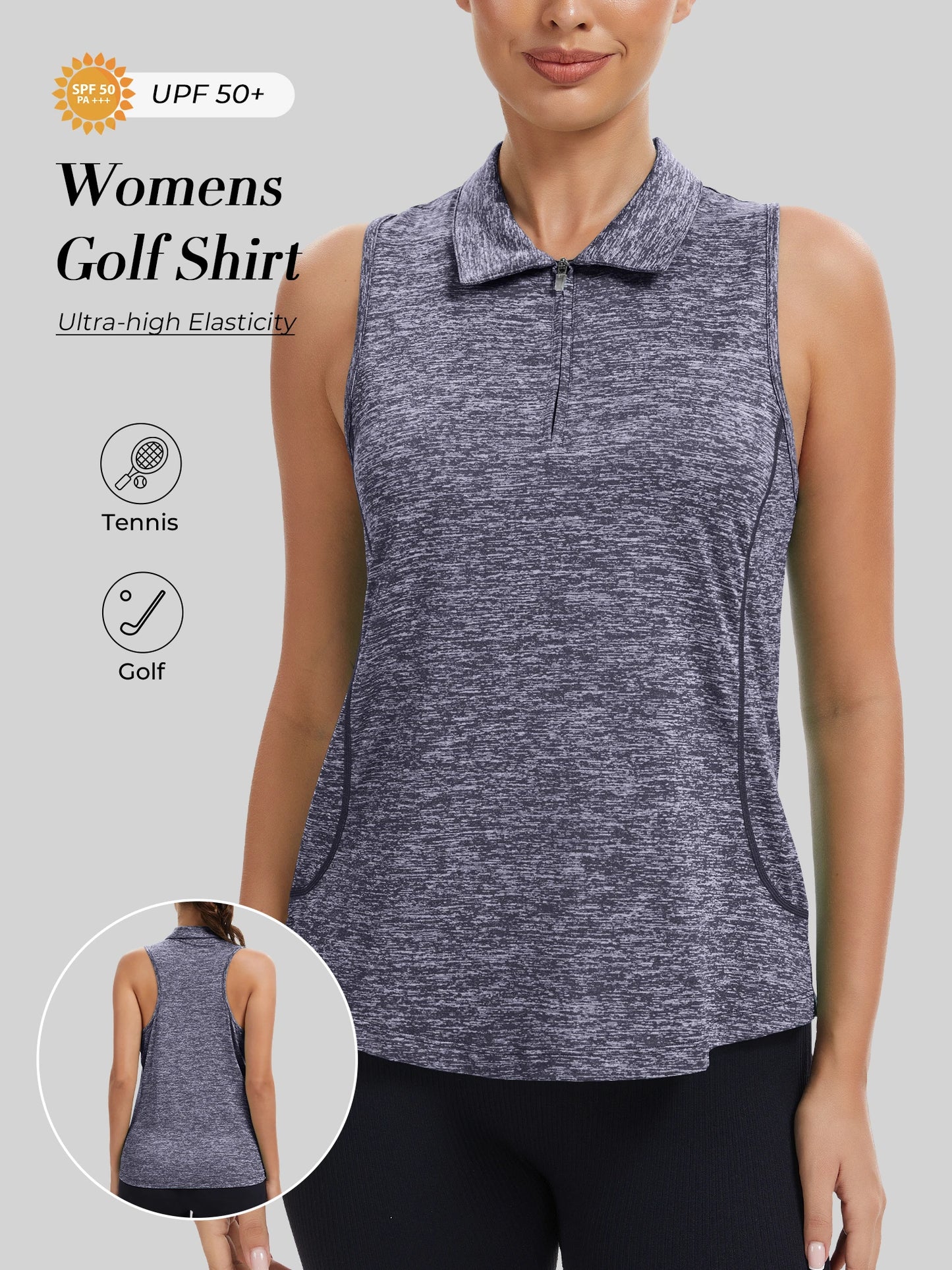 Sleeveless Golf Shirts for Women with Collar - Moisture Wicking Tennis Top Athletic Polo Tank Tops for Golf, Tennis, Workouts