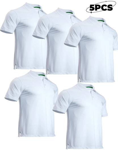 5-piece men's mosquito proof quick drying golf shirt moisture wicking knitted fabric summer solid color lightweight top