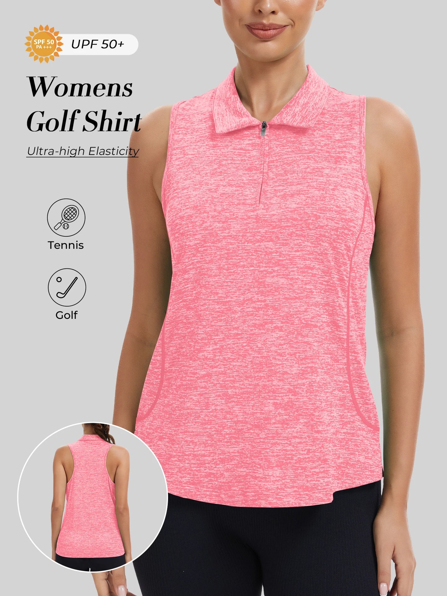 Sleeveless Golf Shirts for Women with Collar - Moisture Wicking Tennis Top Athletic Polo Tank Tops for Golf, Tennis, Workouts