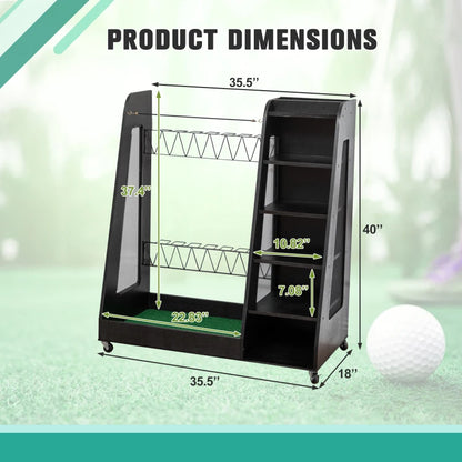 Golf Bag Organizer for Garage, Premium Wooden Golf Clubs Storage Rack Fit 2 Golf Bags, Golf Trunk Organizer for Car Garage Club