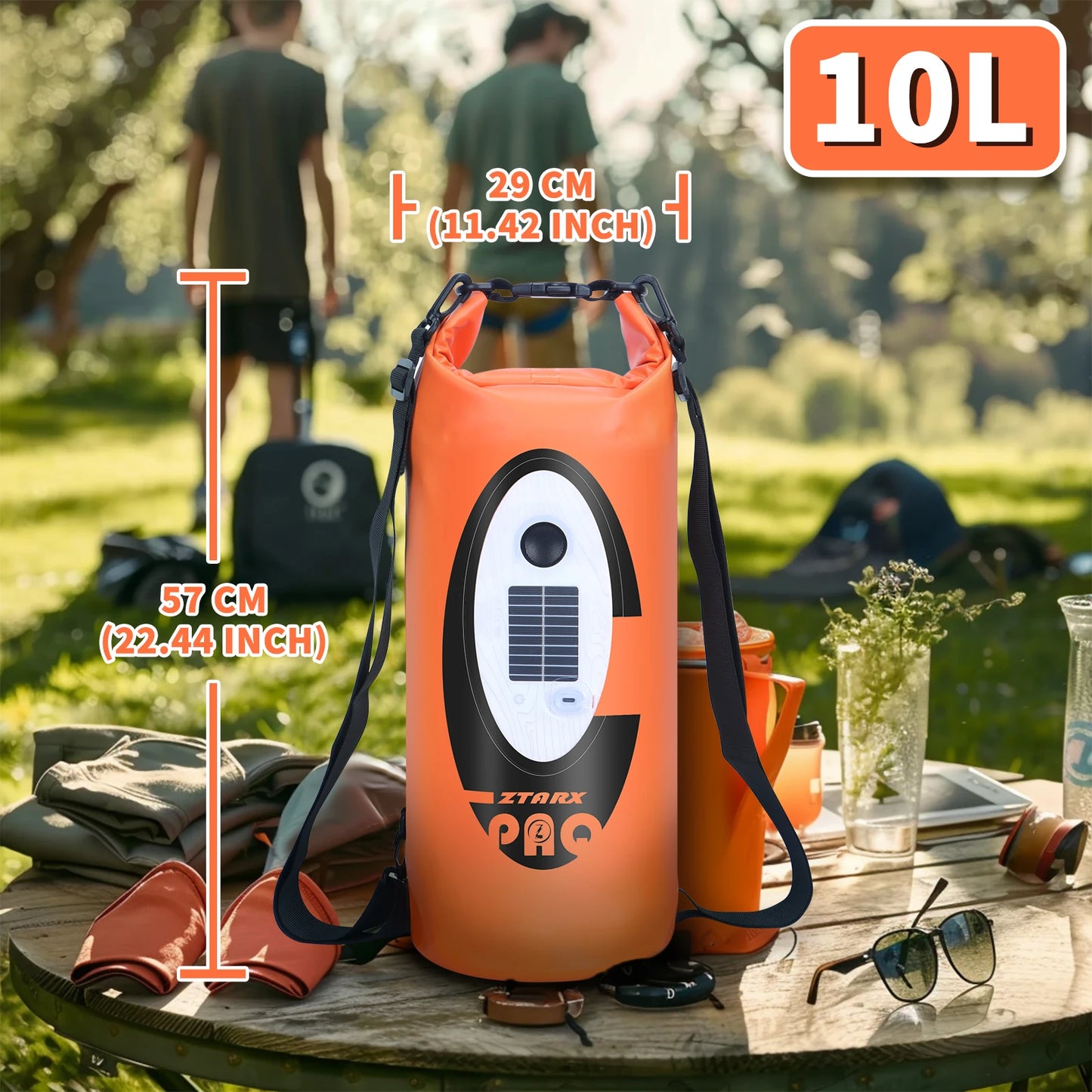 Solar/Battery Powered Waterproof Hiking Camping Backpack with Bluetooth Speaker, Big Capacity