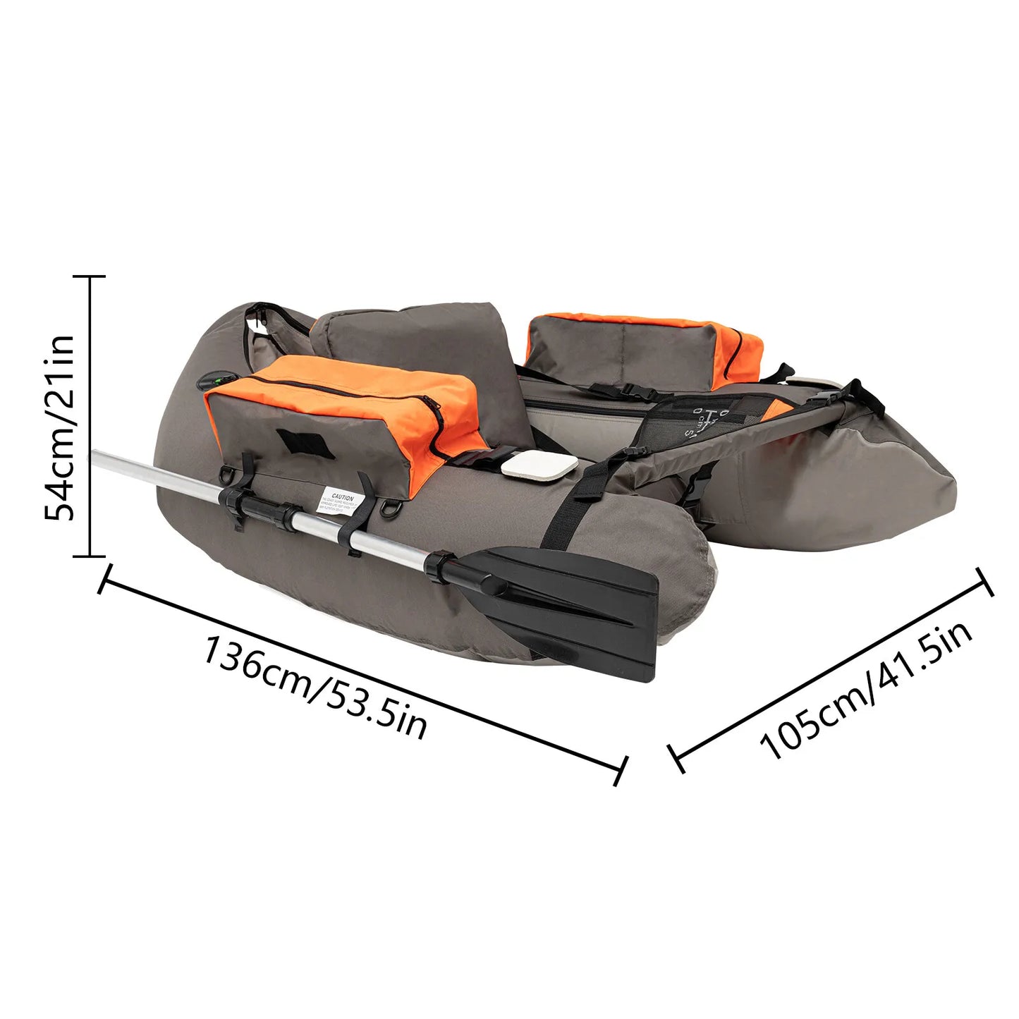 Portable Inflatable Fishing Boat Raft with Adjustable Angle Backrest
