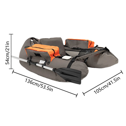 Portable Inflatable Fishing Boat Raft with Adjustable Angle Backrest