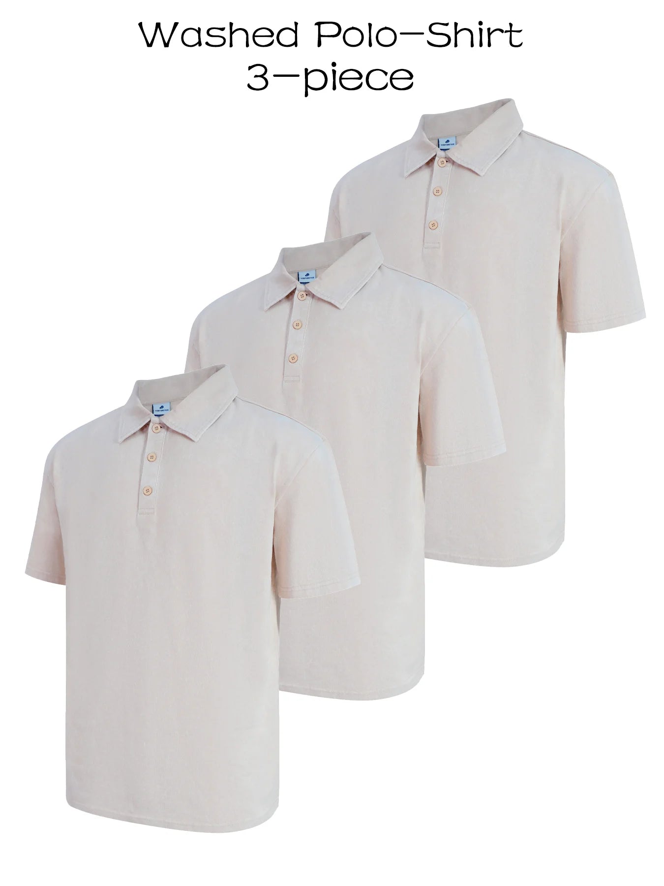 Three piece men's premium washed golf T-shirt classic short sleeved lapel shirt casual breathable top