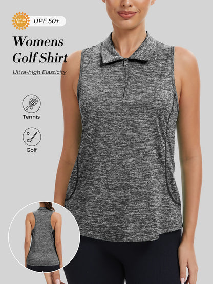 Sleeveless Golf Shirts for Women with Collar - Moisture Wicking Tennis Top Athletic Polo Tank Tops for Golf, Tennis, Workouts