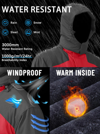 Men's Waterproof and Windproof Fleece Ski Jackets