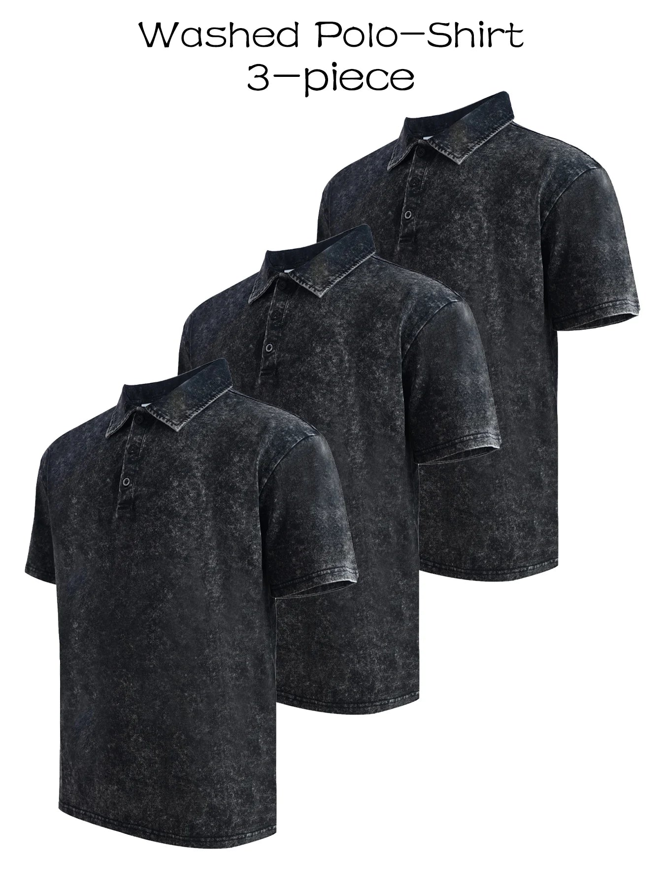 Three piece men's premium washed golf T-shirt classic short sleeved lapel shirt casual breathable top