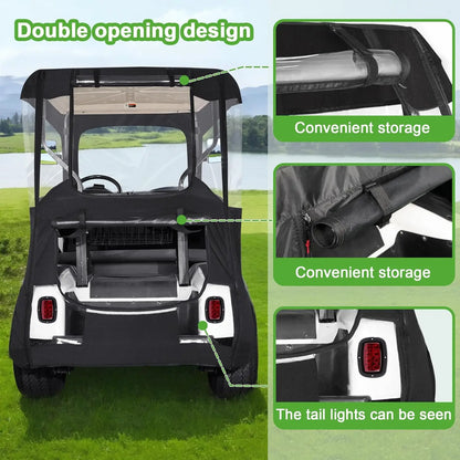 10L0L 2-Passenger Golf Cart Enclosure for EZGO TXT & RXV, Clear Windows, All-Weather Waterproof Cover