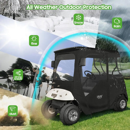 10L0L 2-Passenger Golf Cart Enclosure for EZGO TXT & RXV, Clear Windows, All-Weather Waterproof Cover