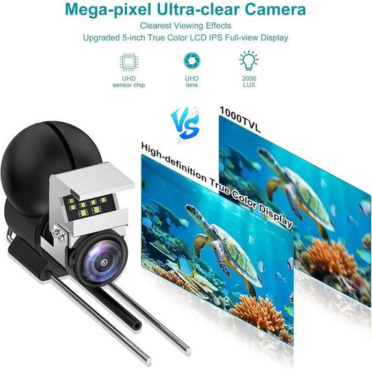 5 HD LCD Portable Fish Finder with 100ft Cable and Infrared Night Vision for Ice Fishing