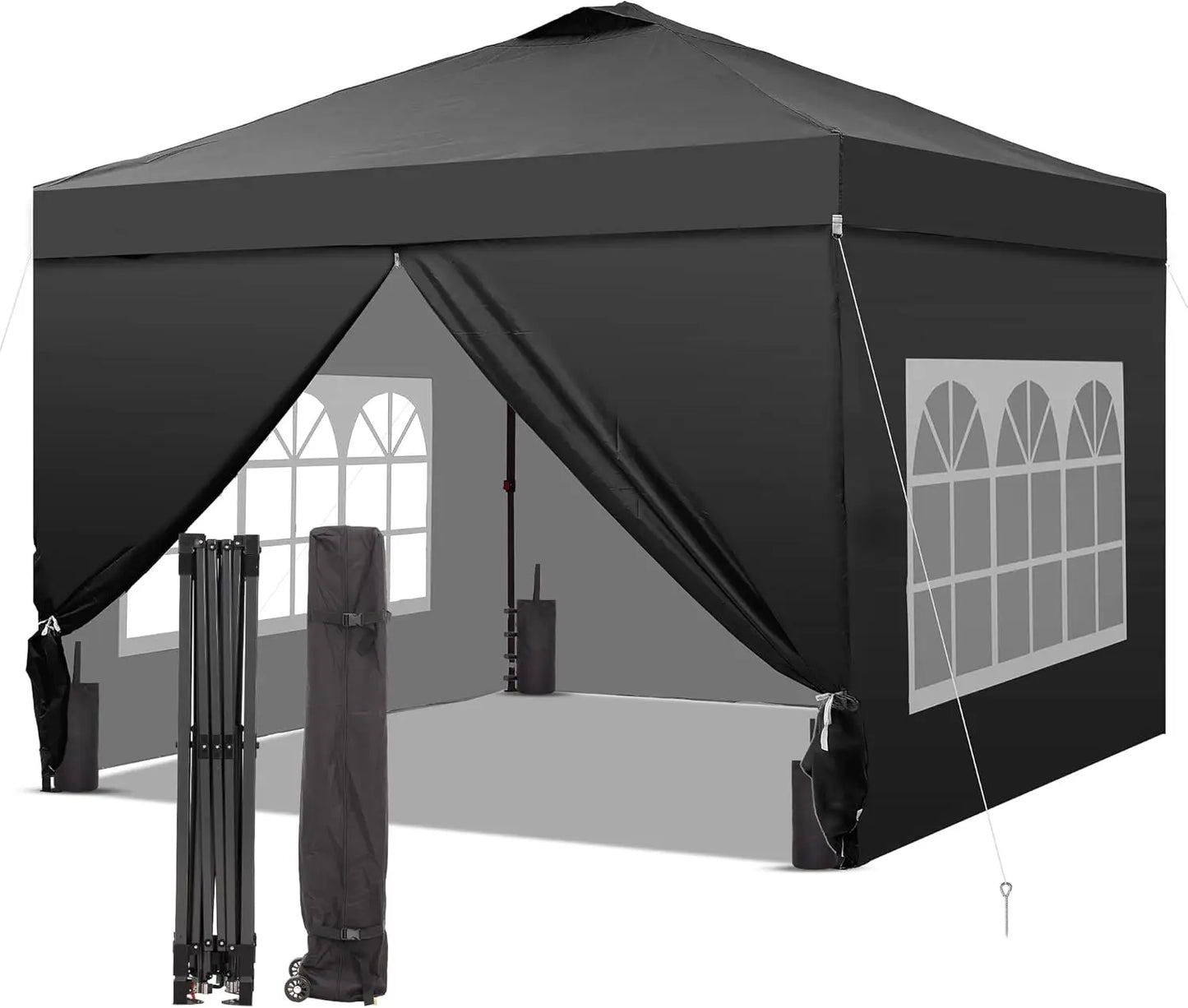12x12 Pop Up Canopy Tent with 4 Sidewalls, Easy Setup Gazebo for Events, Parties, Camping in Black