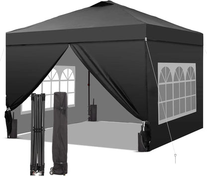 12x12 Pop Up Canopy Tent with 4 Sidewalls, Easy Setup Gazebo for Events, Parties, Camping in Black