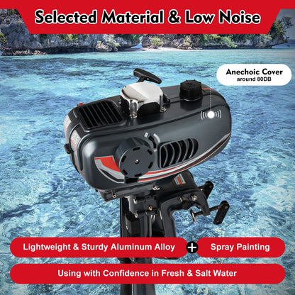 Portable 3.5HP Gasoline Outboard Motor with Adjustable Tilt and Anti-Vortex Plate