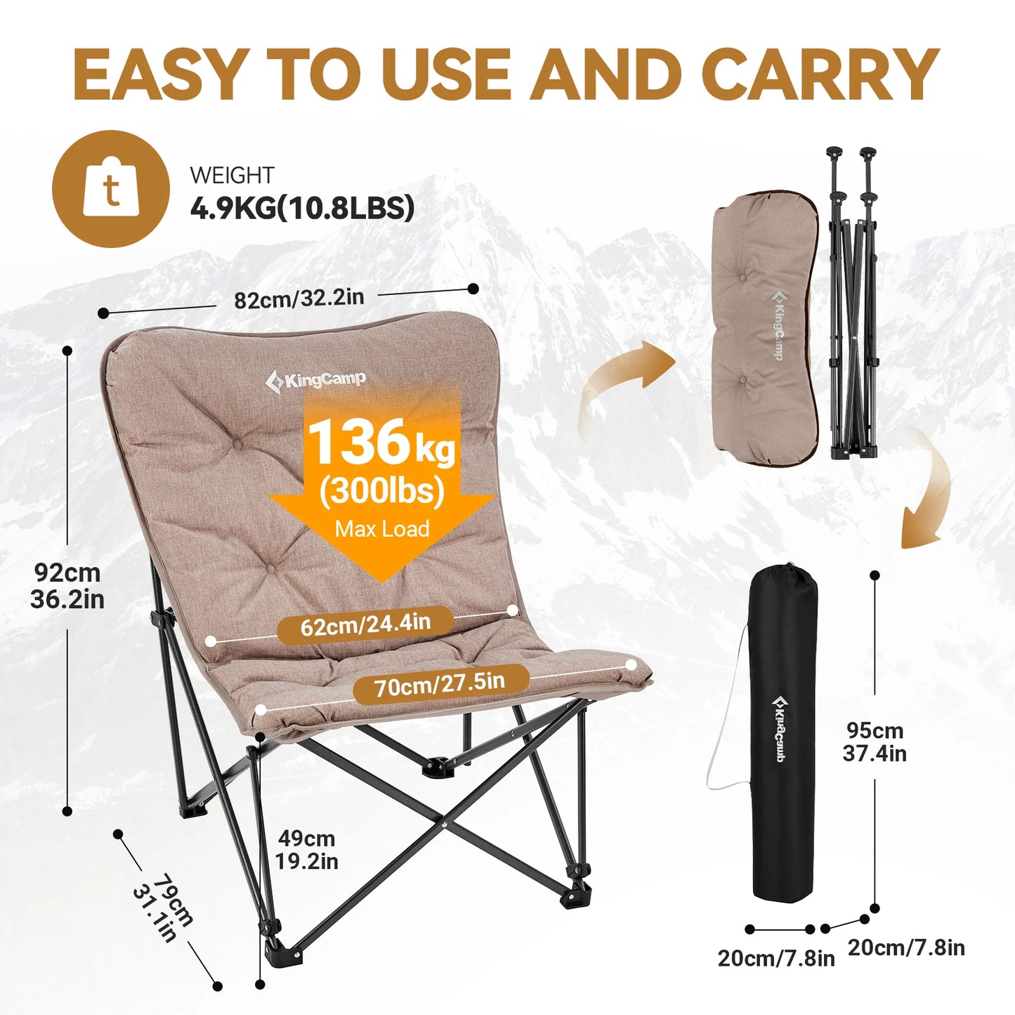 Butterfly Camping Chair with Upholstered Seat