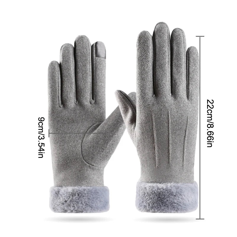 Warm Winter Touchscreen Gloves With Fur Cuff