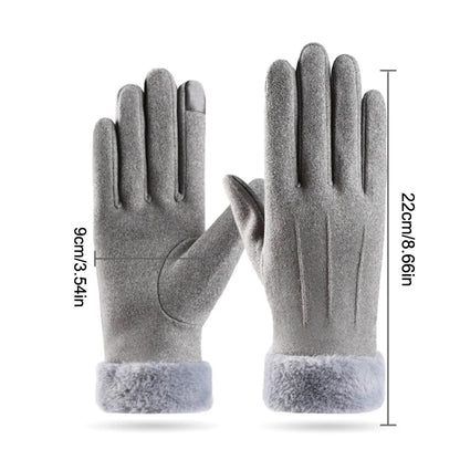 Warm Winter Touchscreen Gloves With Fur Cuff