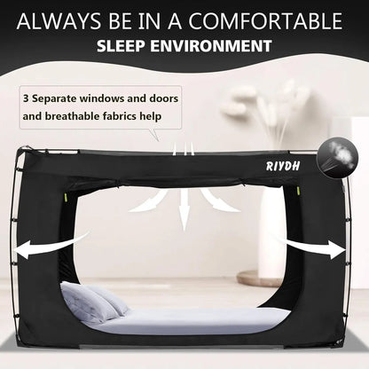 Portable Bed Tent for Adults and Kids, Twin XL Size with 3 Doors, Blackout Design, Breathable Space