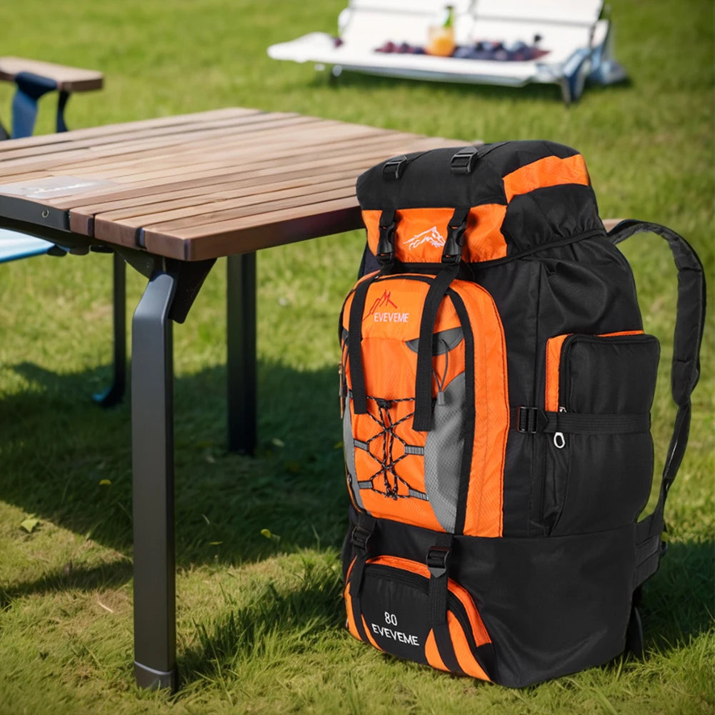 80L Climbing Backpack Large Capacity Travel Adjustable Strap Mountain Climbing Rucksack