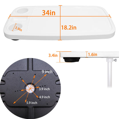 Removable Boat Table, 34X18 inch Rectangular Boat Table, Waterproof and Anti-Aging