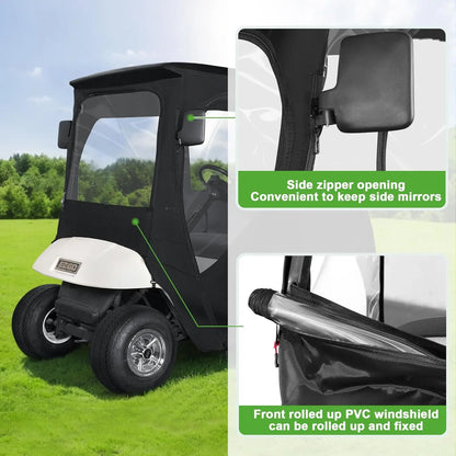 10L0L 2-Passenger Golf Cart Enclosure for EZGO TXT & RXV, Clear Windows, All-Weather Waterproof Cover
