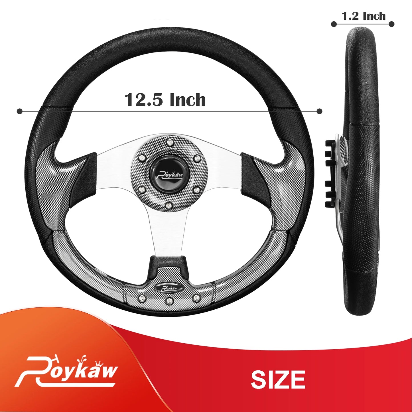 Golf Cart Steering Wheel Fit for EZGO TXT/RXV, Club Car DS/Precedent/Tempo, Yamaha G29/Drive/Drive2 & Most Golf Carts