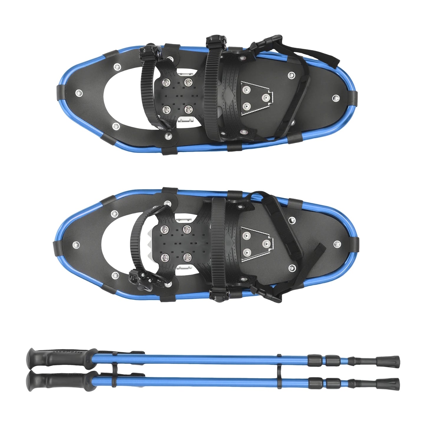 Aluminum Snowshoes Set with Adjustable Trekking Poles, Anti Slip Snowshoes for Shoe Size 35-40