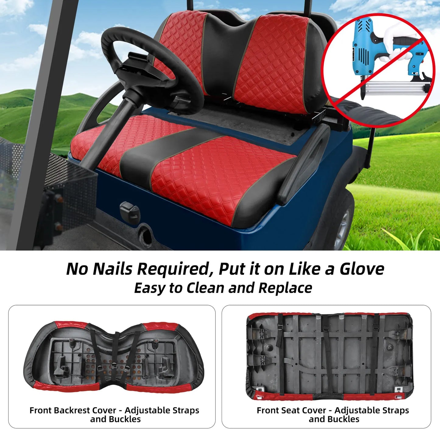 Seat Covers Kit Fit for Club Car Precedent Ordinary Seat Cushion, More Soft, Breathable & Easy to Clean