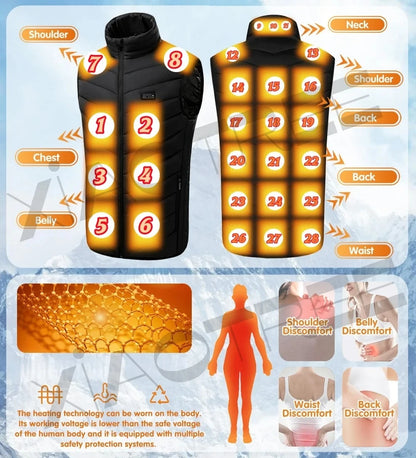28/9 Areas Heated Vest Men Women