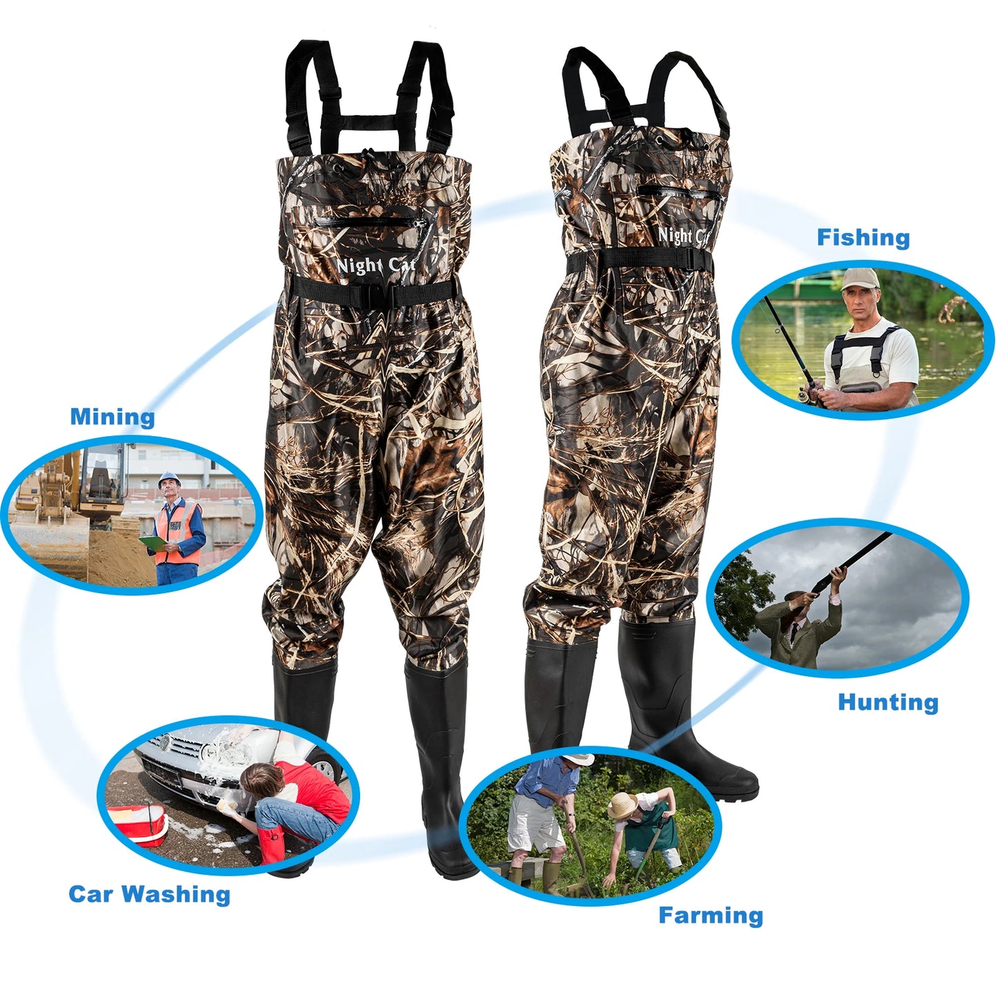 Waterproof Chest Waders Men with Boots Nylon