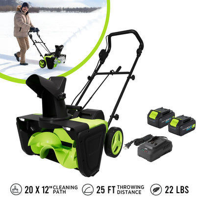 42V 20" Cordless Snow Blower – 850 Lbs/Min, Dual 4.0Ah Batteries & Charger Included – Effortless Snow Removal