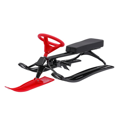 Snow Racer Sled Slider Board with Steering Wheel Brakes Durable Stable Anti-Slip