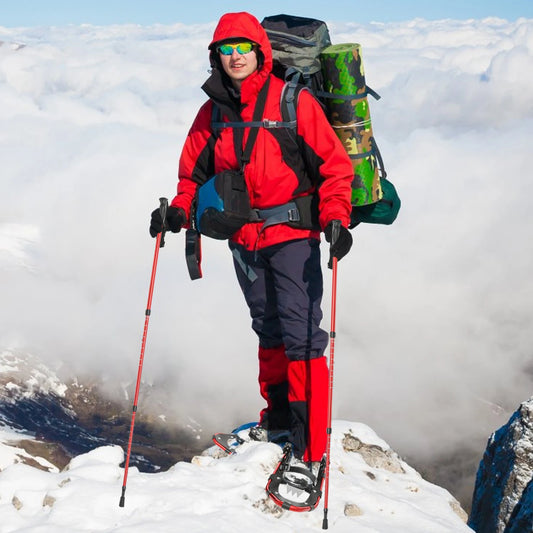 Aluminum Snowshoes Set with Adjustable Trekking Poles, Anti Slip Snowshoes for Shoe Size 35-40
