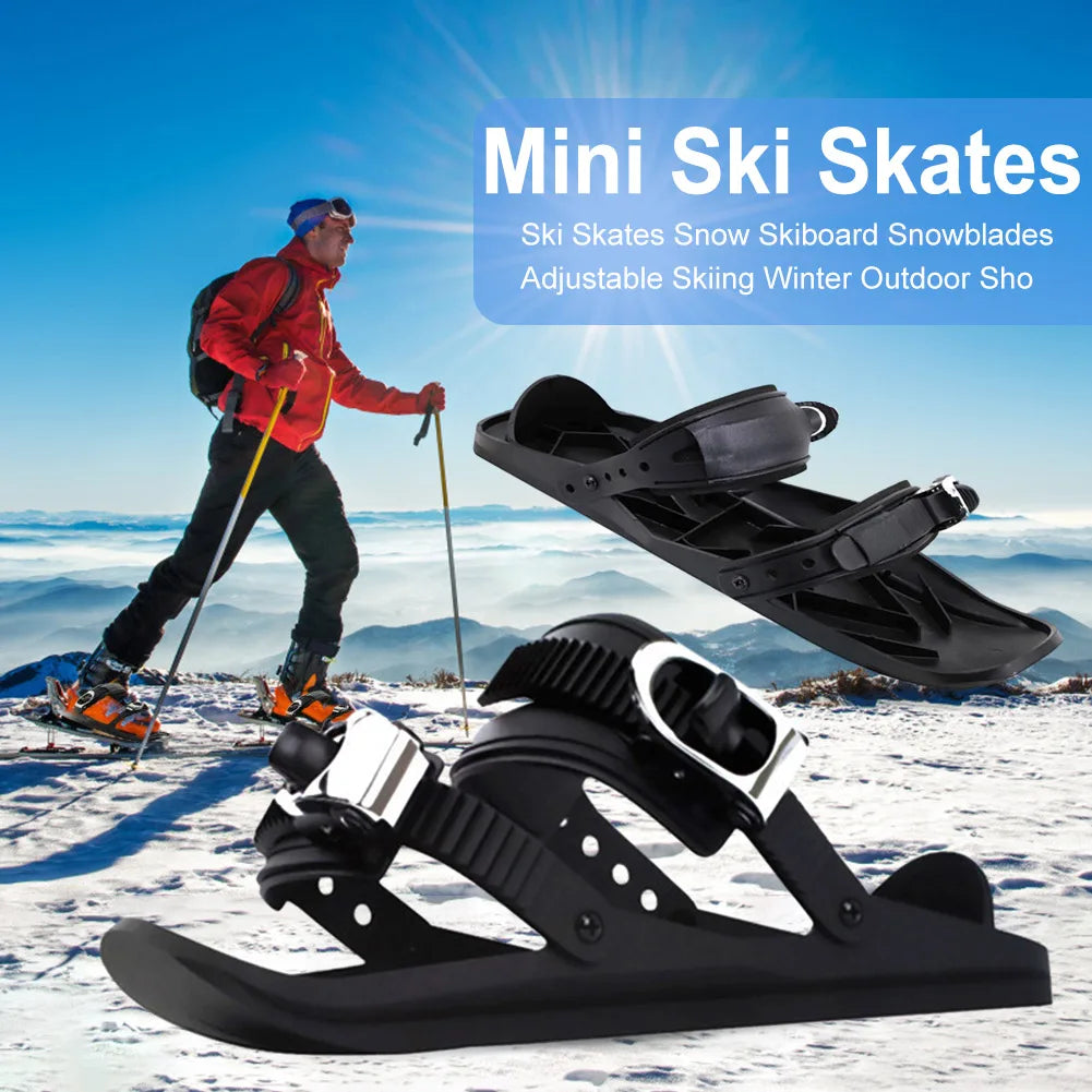 Mini Short Ski Skates Short Mini Skating Ski Shoes Adjuatable Short Shoe Snowblades for Winter Outdoor Sports