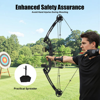 30-55 lbs Compound Bow Adjustable Draw Weight and Length with 3-Pin Sight 12 Arrows Complete Arch Set for Right Hand
