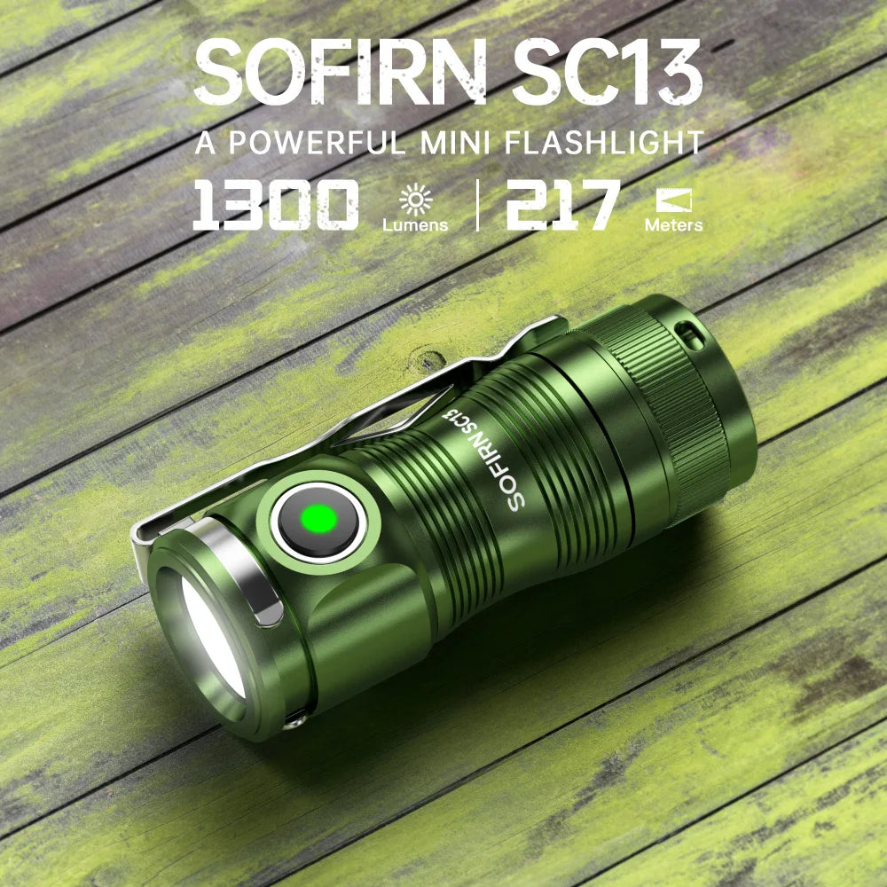 SOFIRN SC13 Mini Flashlight Black Green 519A/SST40 LED Keychain Emergency Torch