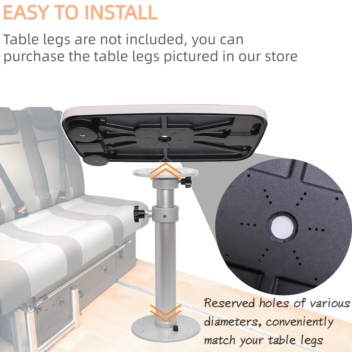 Removable Boat Table, 34X18 inch Rectangular Boat Table, Waterproof and Anti-Aging