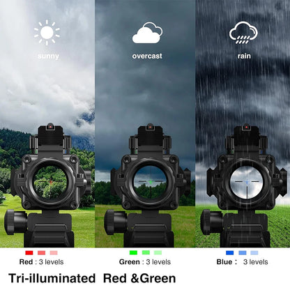 4x32 Riflescope with Fiber Optic Sight RGB Illuminated Reticle Prism Scope with 20 mm Picatinny Rail