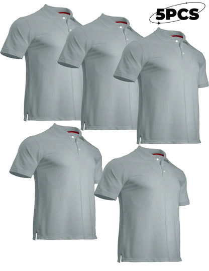 5-piece men's mosquito proof quick drying golf shirt moisture wicking knitted fabric summer solid color lightweight top