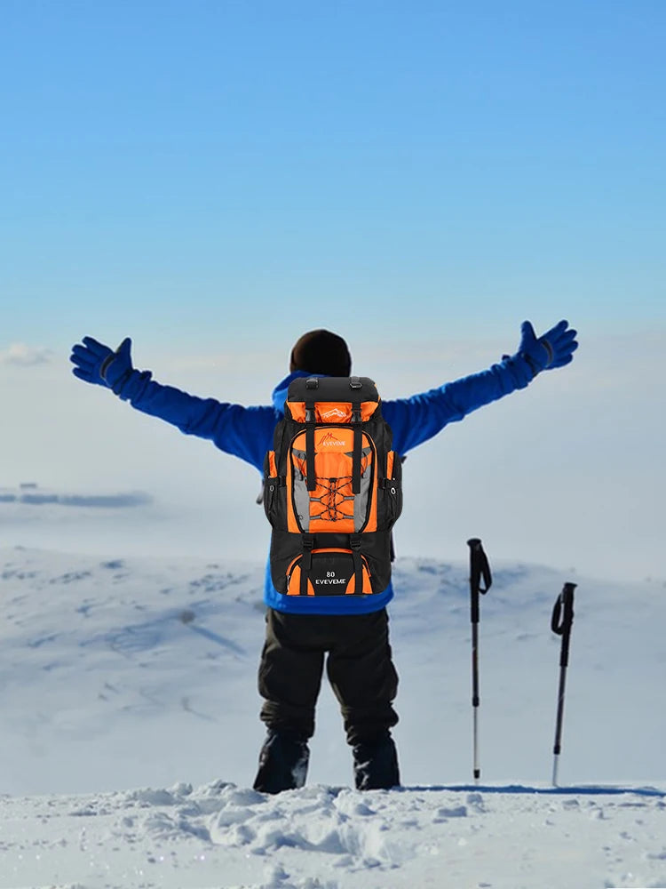 80L Climbing Backpack Large Capacity Travel Adjustable Strap Mountain Climbing Rucksack
