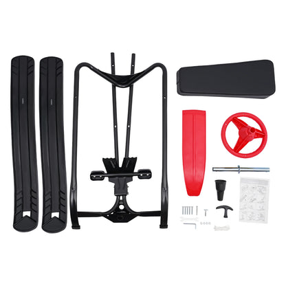 Snow Racer Sled Slider Board with Steering Wheel Brakes Durable Stable Anti-Slip