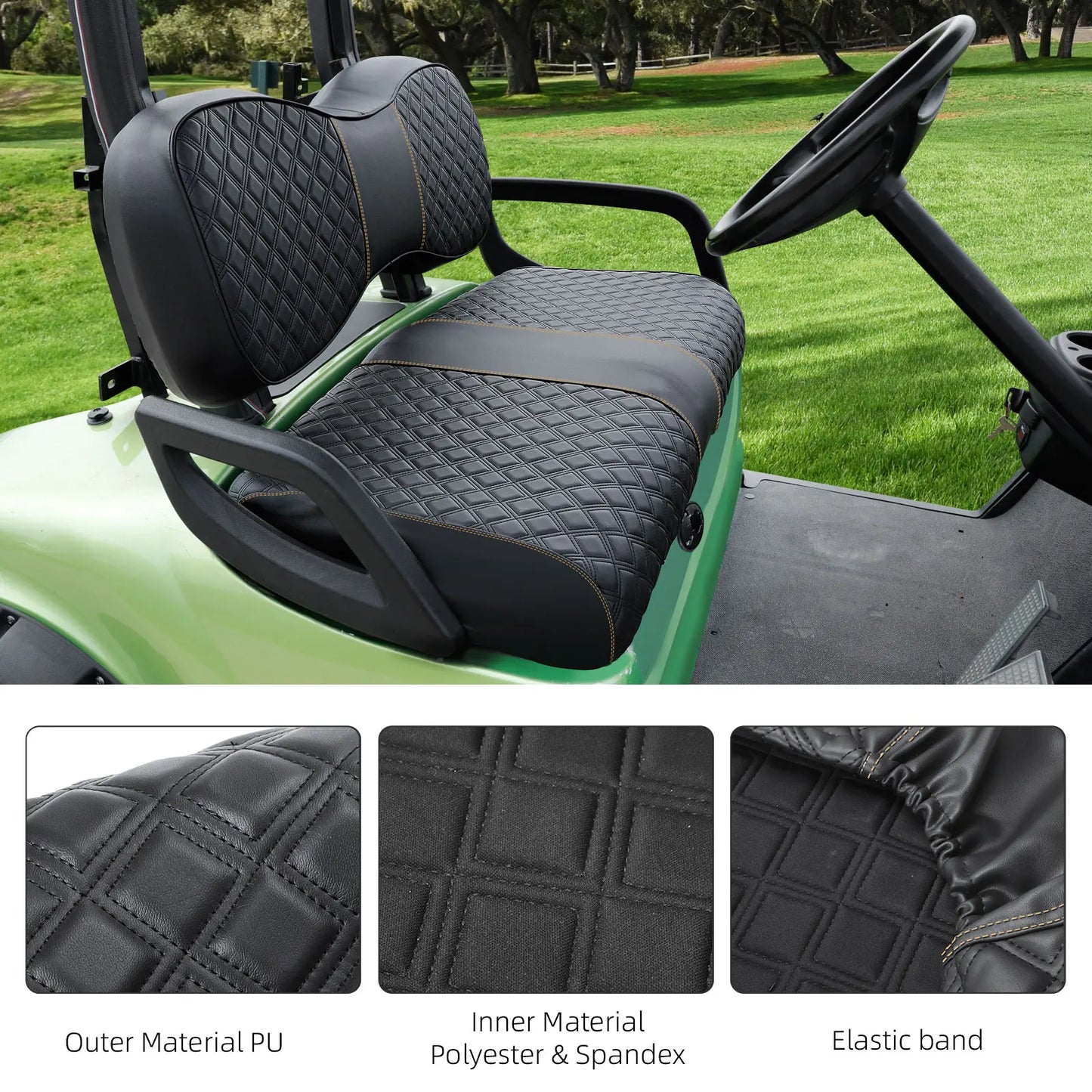 Golf Cart Seat Covers Kit Compatible with Yamaha Drive/Drive2 OEM Ordinary Seat Cushion, Vinyl Material/Easy to Clean