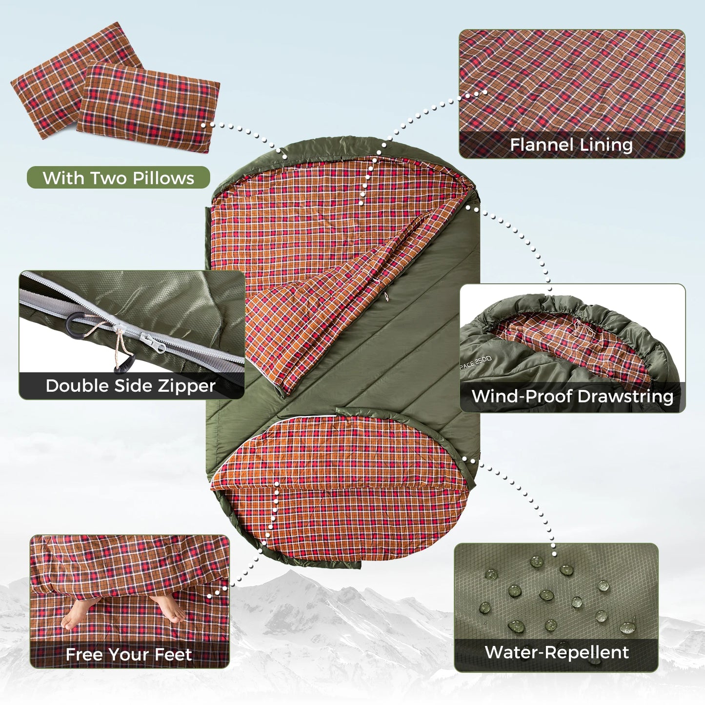 Double Sleeping Bag for Adults