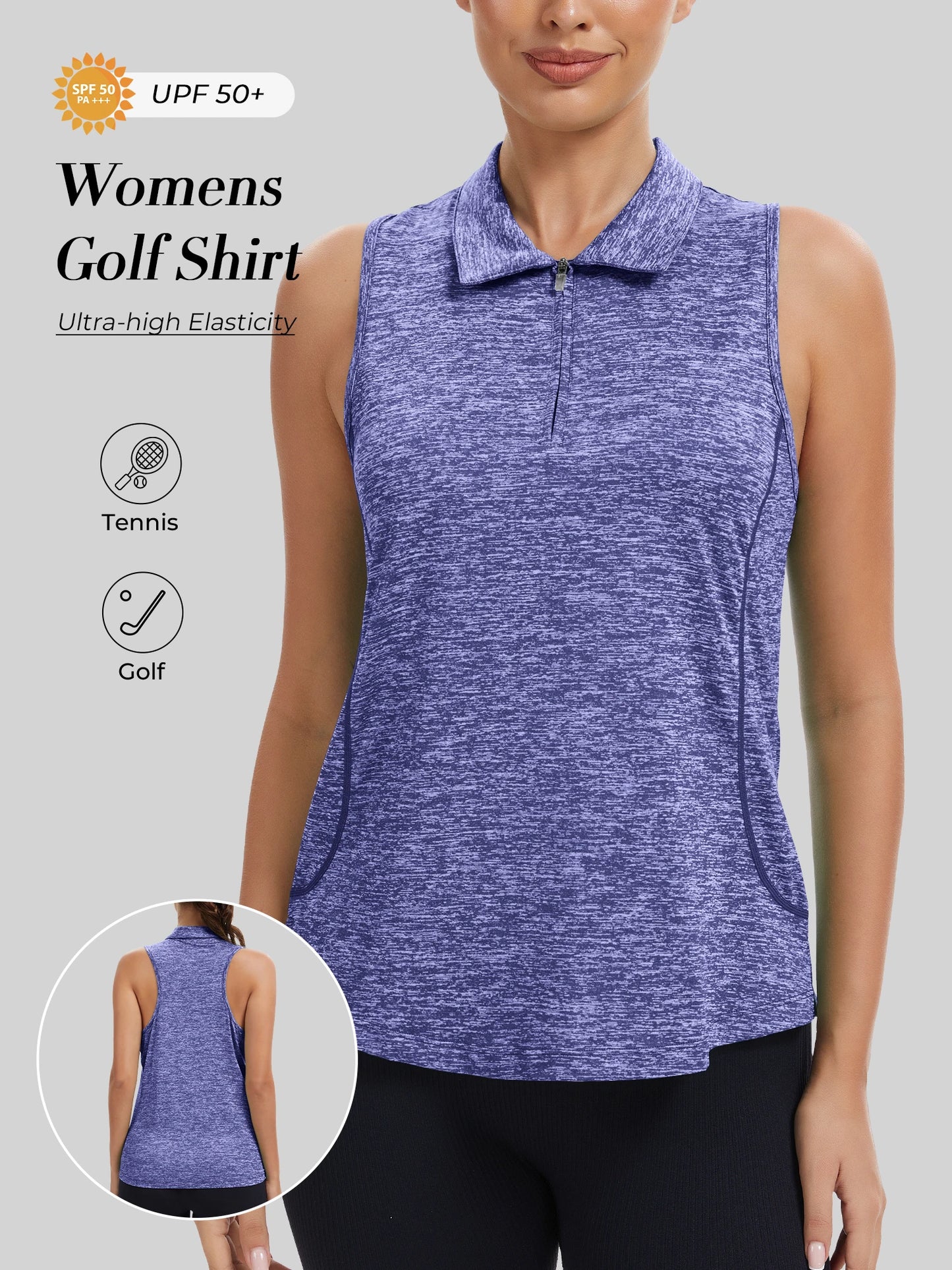 Sleeveless Golf Shirts for Women with Collar - Moisture Wicking Tennis Top Athletic Polo Tank Tops for Golf, Tennis, Workouts