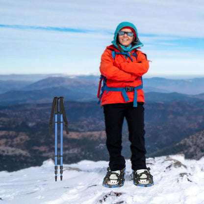 Aluminum Snowshoes Set with Adjustable Trekking Poles, Anti Slip Snowshoes for Shoe Size 35-40