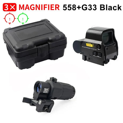 558+G43 Holographic Collimator Sight 558+G33/G45 Red Dot Optic Sight Hunting Gear W/20mm Rail Mounts&Quick Detach Lever