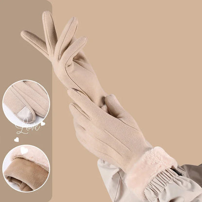Warm Winter Touchscreen Gloves With Fur Cuff
